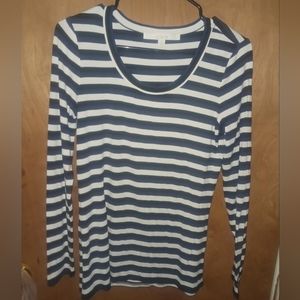 Nordstrom Signature Striped Scoop Neck Long Sleeve Shirt